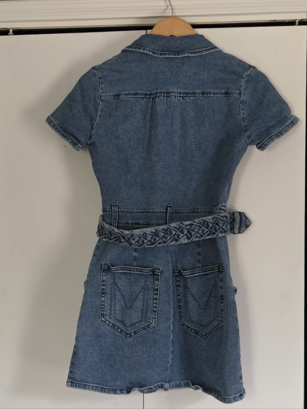 Show Me Your Mumu Braided-Trim Denim Mini Dress in Blue - Picture 3 of 6